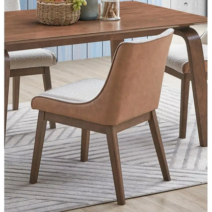 Modern Walnut Finish 5-Piece Dining Set: Rectangle Table & 4 Wingback Chairs - Retro Style Furniture for Dining Room