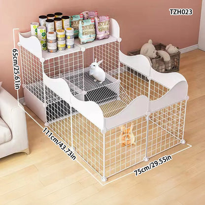 Rabbit Cage, Indoor Rabbit Cage for Home Use, Anti-Urination, Large Pet Enclosure, Double-Layer Small Pet New Type House