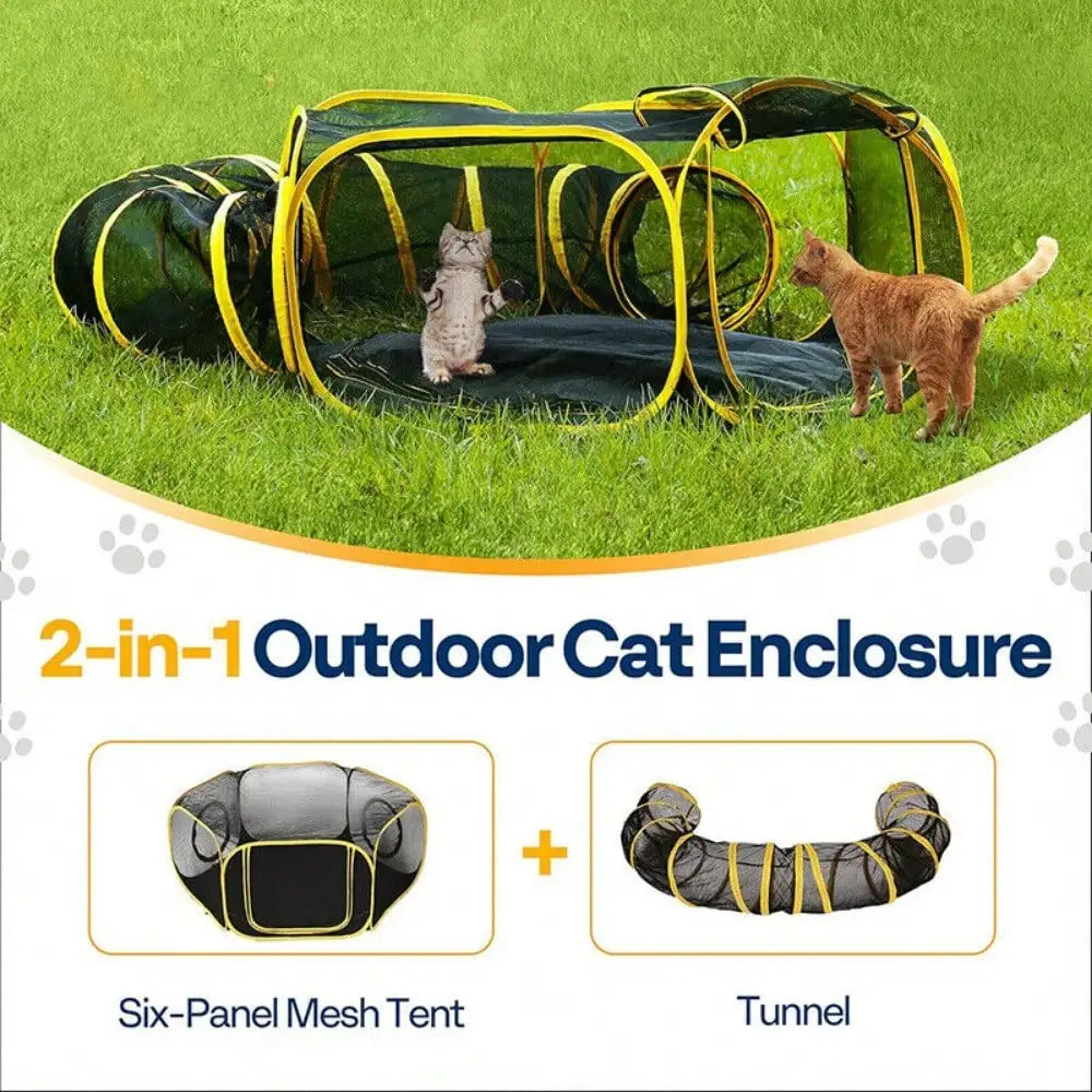 Outdoor Cat Playpen Tunnel Portable Catio w/ Tent