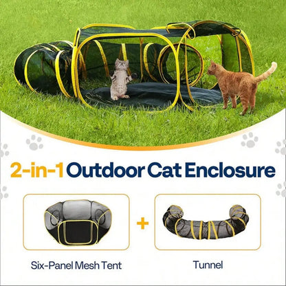 Outdoor Cat Playpen Tunnel Portable Catio w/ Tent