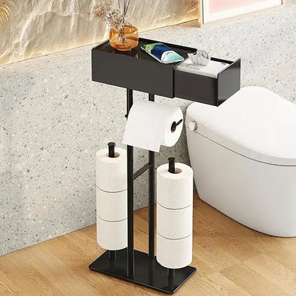 Free Standing Toilet Paper Holder with Shelf,Stand Mega Roll Toilet Paper Holder with Storage,Freestanding Tp Holder with Drawer