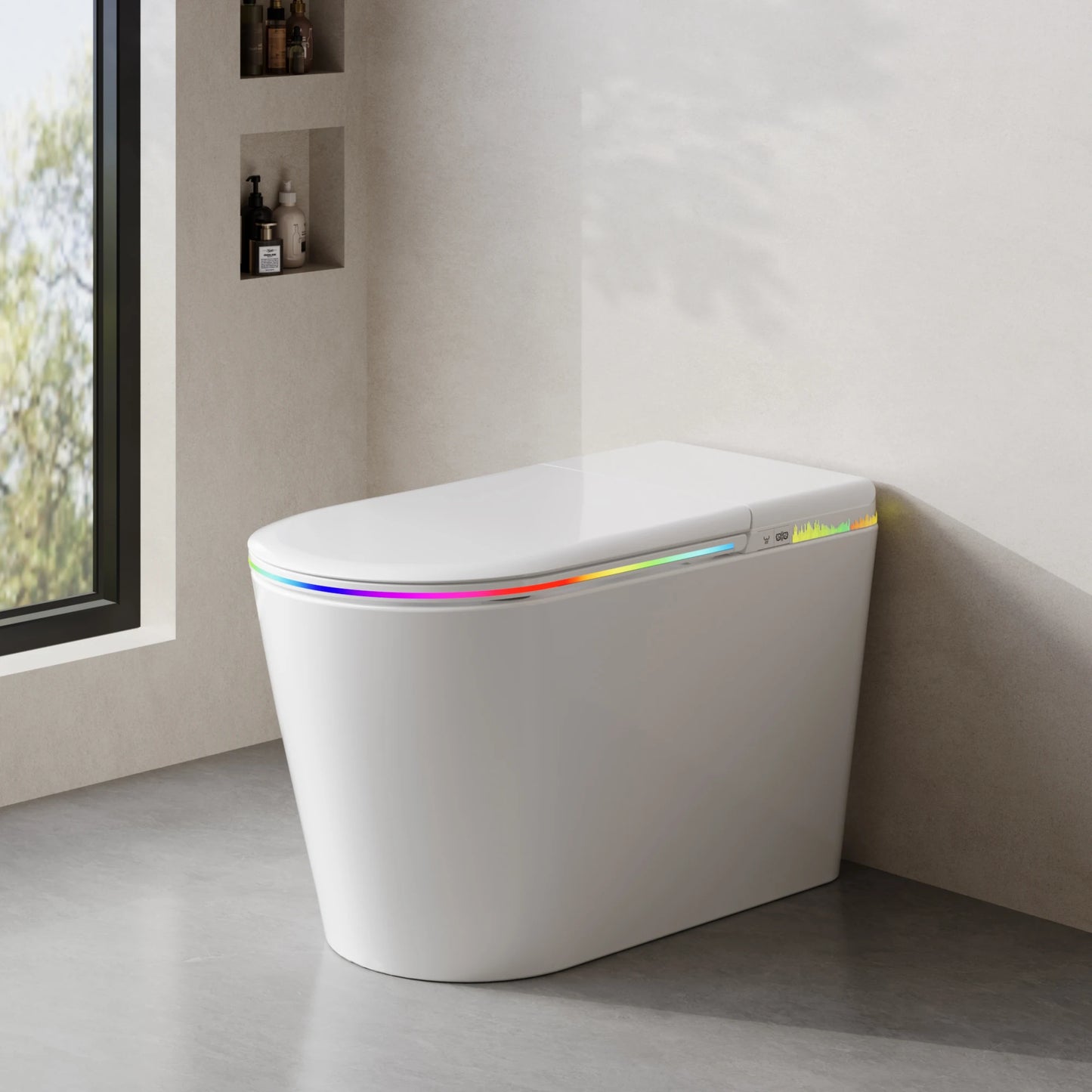 Smart Bidet Toilet Seat Heated Seat Self-Cleaning Nozzle Foam Shield Automatic Lid LED Display Remote Control for Kids Adults