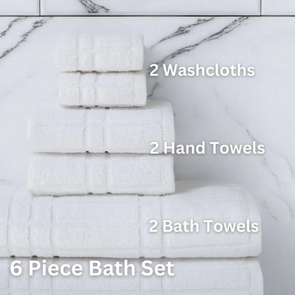 6-Piece Cotton Towel Set Soft Absorbent Bath Towels Hand Towels Washcloths