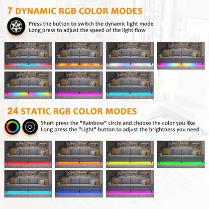 RPD4-LED Couches for Living Room.Modular Sectional Sofa Set Storage Ottomans.Oversized U Shapped