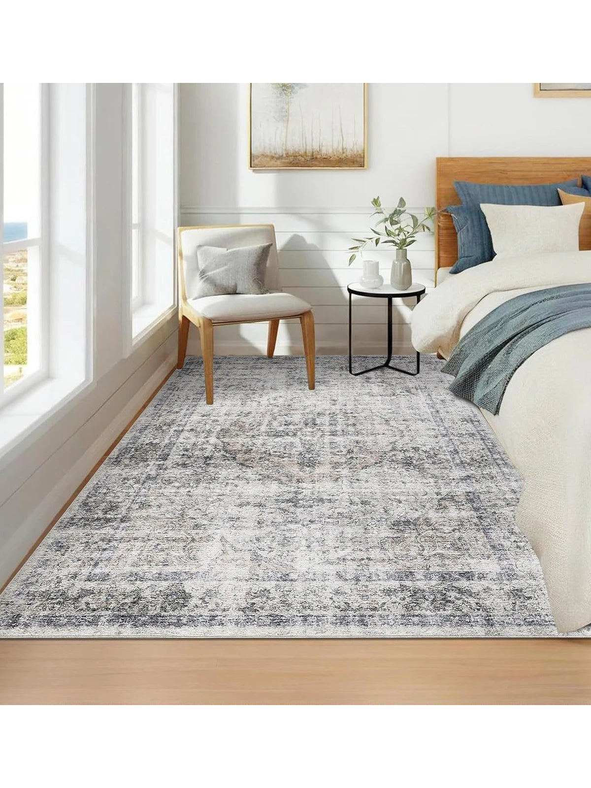 Washable Area Rug Stain-Resistant Throw Rug Indoor Carpet with Non-Slip Backing Foldable non-