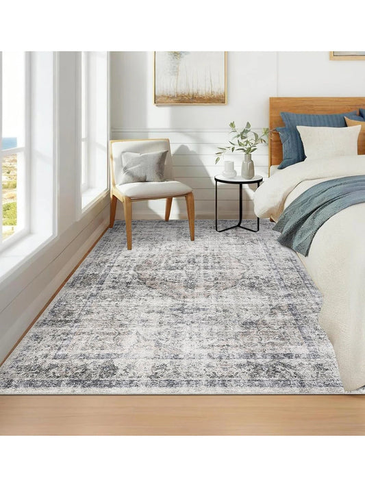 Washable Area Rug Stain-Resistant Throw Rug Indoor Carpet with Non-Slip Backing Foldable non-