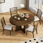 5-piece retro functional dining set, solid wood extendable dining table with a 16-inch leaf and 4 upholstered chairs