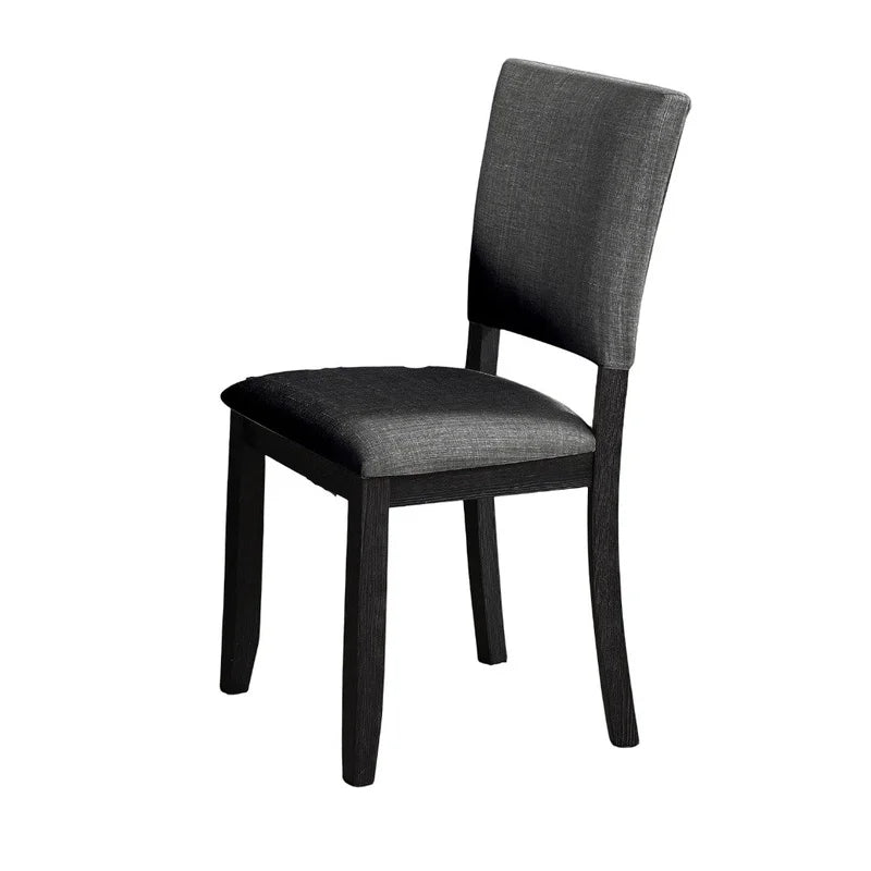 Contemporary 5-Piece Dining Set, Dark Gray Upholstered Fabric Chairs, Round Pedestal Table, 4 Side Chairs, Kitchen Dinette, Dining Room Furniture