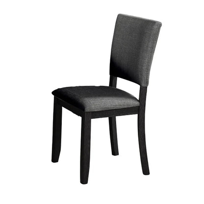 Contemporary 5-Piece Dining Set, Dark Gray Upholstered Fabric Chairs, Round Pedestal Table, 4 Side Chairs, Kitchen Dinette, Dining Room Furniture