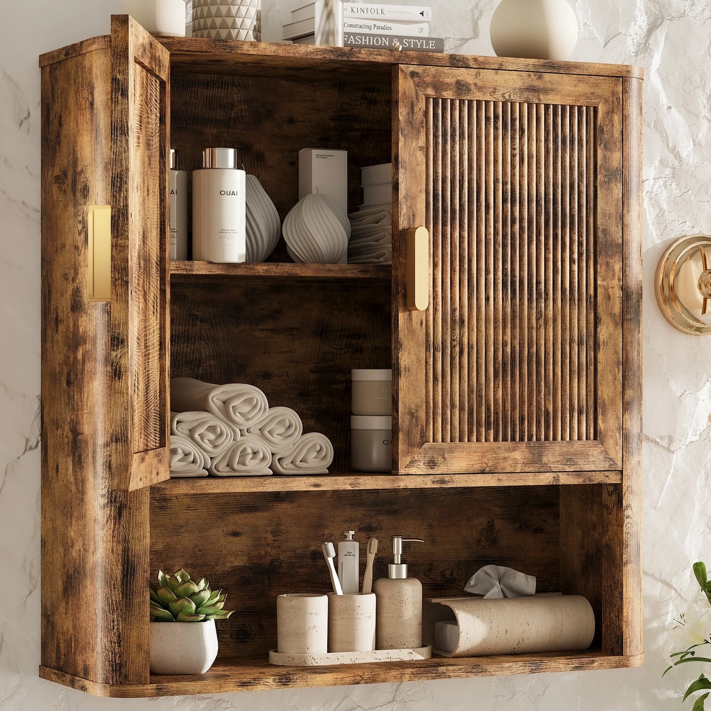 Bathroom Storage Cabinet with Adjustable Shelves, Over The Toilet Organizer for Laundry Room, Kitchen & Living Room, Medicine Ca