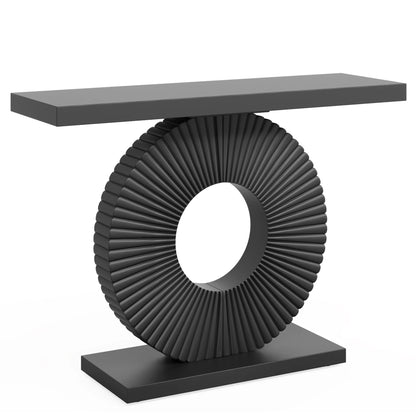 Modern Console Table with Geometric Base, 40 inch Wood Entryway Table Sofa Table Narrow Long Table