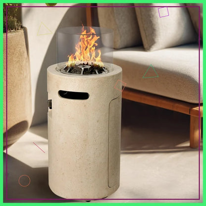 16 Inch Propane Fire Pit, 50,000 BTU Outdoor Gas Heater with Wind Guard for Patio Garden Backyard
