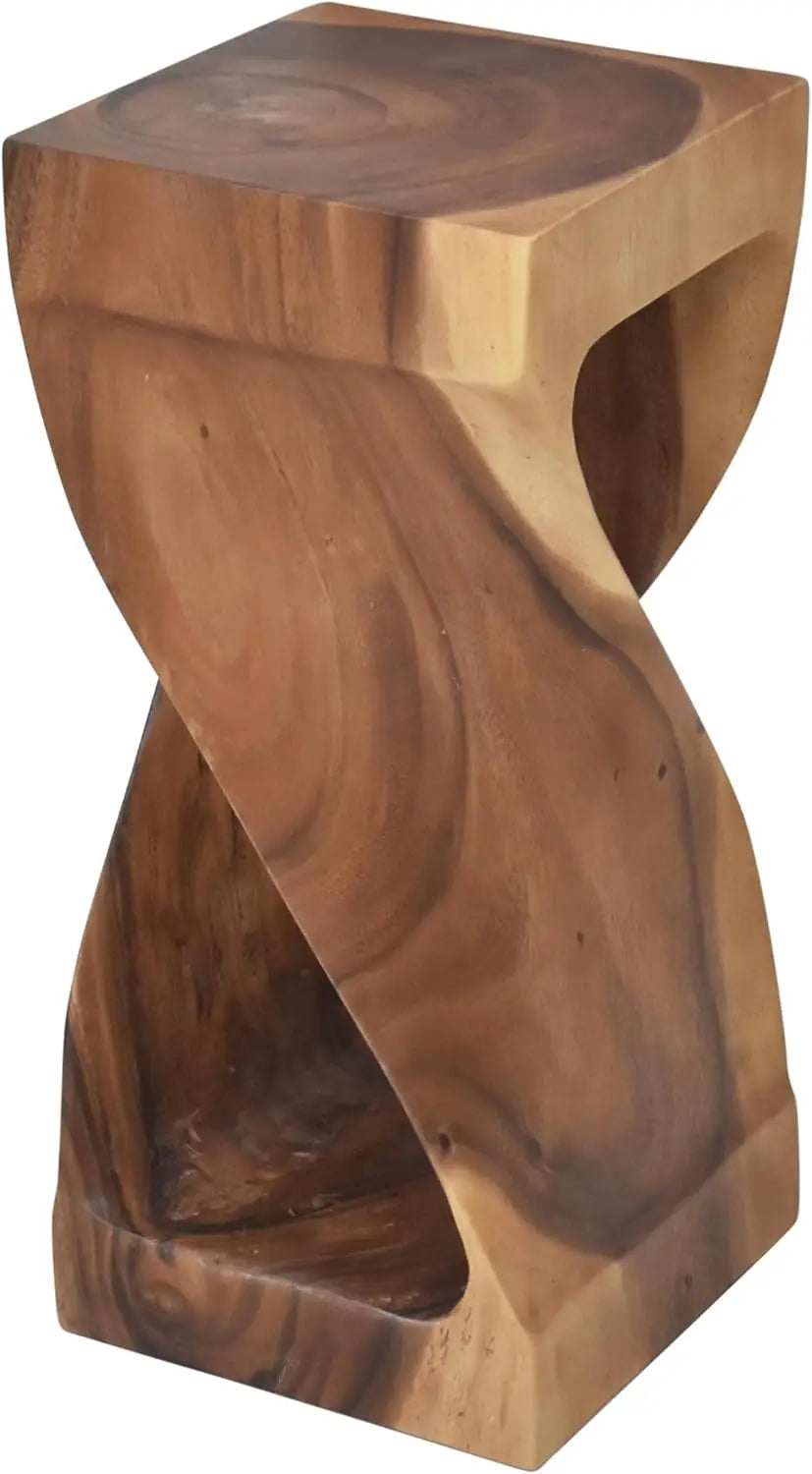 Accent Side Table Functional and Visually Alluring Natural Wood Glaze, 12 L x 12 W x 26 H, Brown