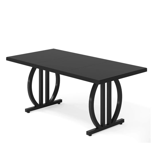 Dining Table for 4-6 People, 63-Inch Large Dinner Table with Heavy Duty Metal Frame, Modern Industrial Table