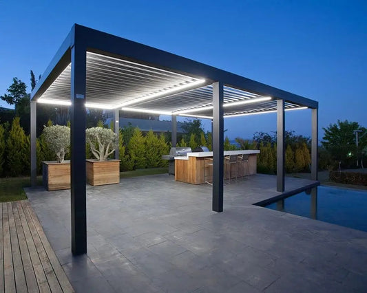 Outdoor Aluminum Pergola Custom Size 3X3m 3X4m 4X4m 6x4m Remote Control Arbours Louvered Roof Pavilion Bioclimatique Pergolas