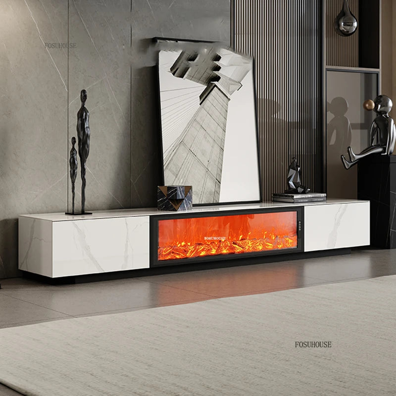 Luxury Simulated Flame European Fireplace Nordic Home Decor Designer Furniture Living Room Slate TV Cabinet Fireplace Integrated
