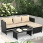 3-Piece Outdoor PE Rattan Furniture Set Patio Black Wicker Conversation Loveseat Sofa Sectional Couch Gray Cushion