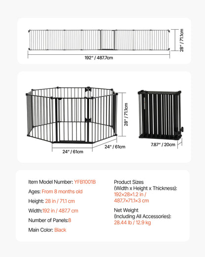 SucceBuy  Gate 28/30/36 Inches High Dog Gate Easy Step Walk Thru Child Pet Security Pressure Mount Kit Wall Cups Doorways