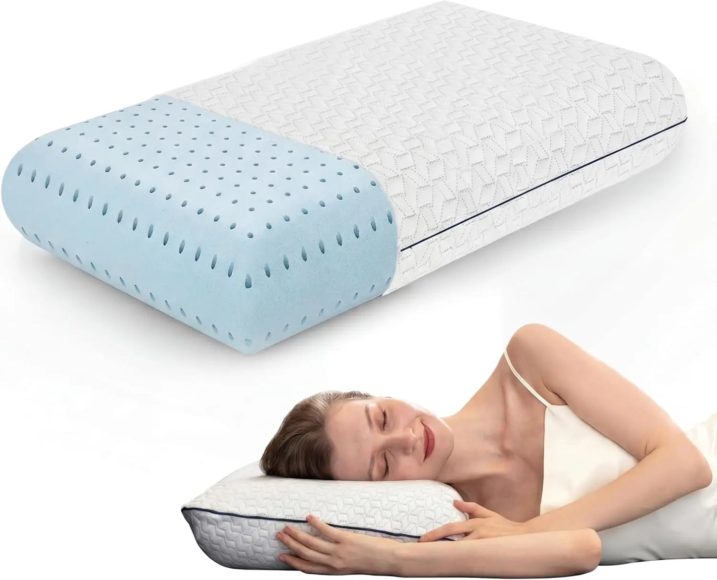 Cooling Gel Memory Foam Pillow King Size for Sleeping, Medium Firm Support for Side Back Stomach Sleepers with Washable Bamboo