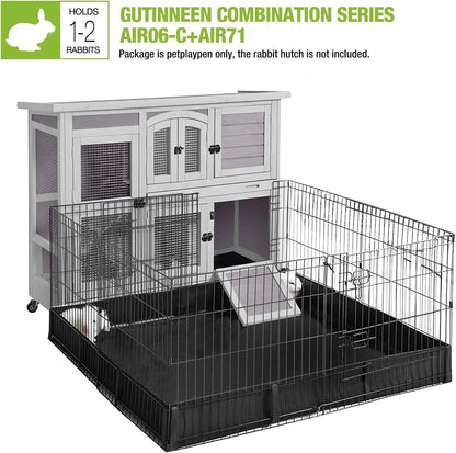Rabbit Hutch Indoor Outdoor Bunny House Guinea Pig Cage on Wheel with Plastic Tray