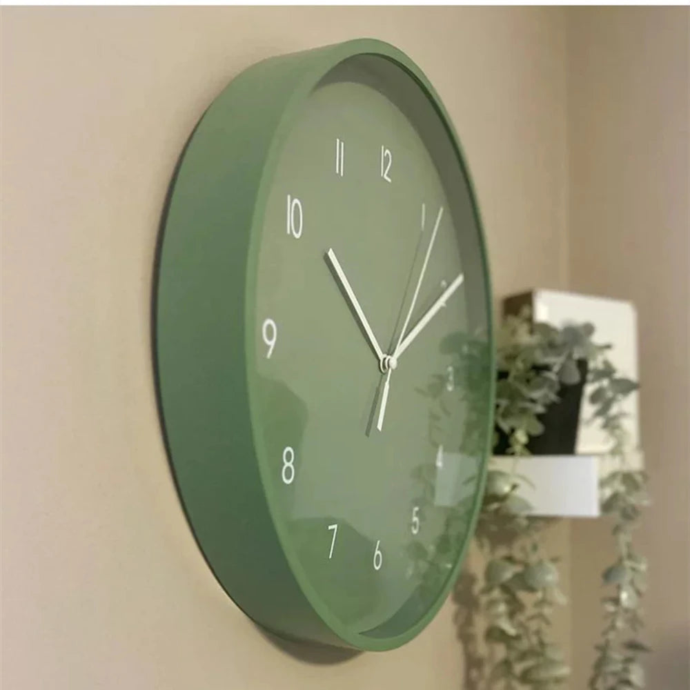 12" Wall Clock Battery Operated,Decorative Non-Ticking Silent Analog Wall Clock for Bathroom Kitchen Bedroom Living Room,Green