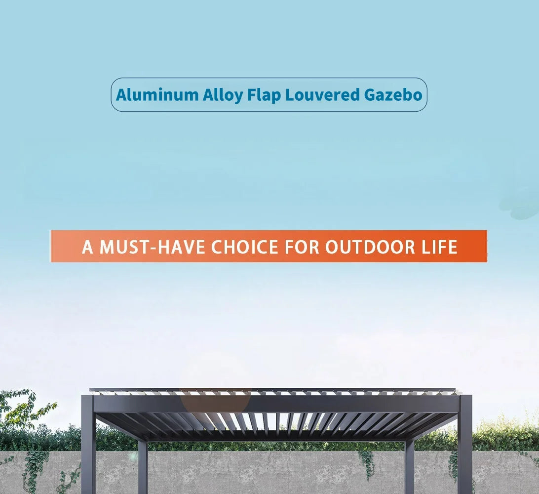 Modern Outdoor Waterproof Aluminum Louvered Sunroof Pergola Sun Shade Frame Electric Pergola Louvered Roof Aluminium Canopy