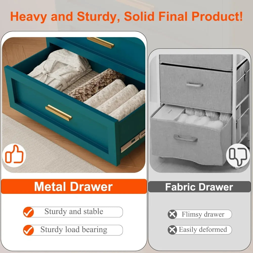 5-DrawerTall Metal Dresser for Bedroom