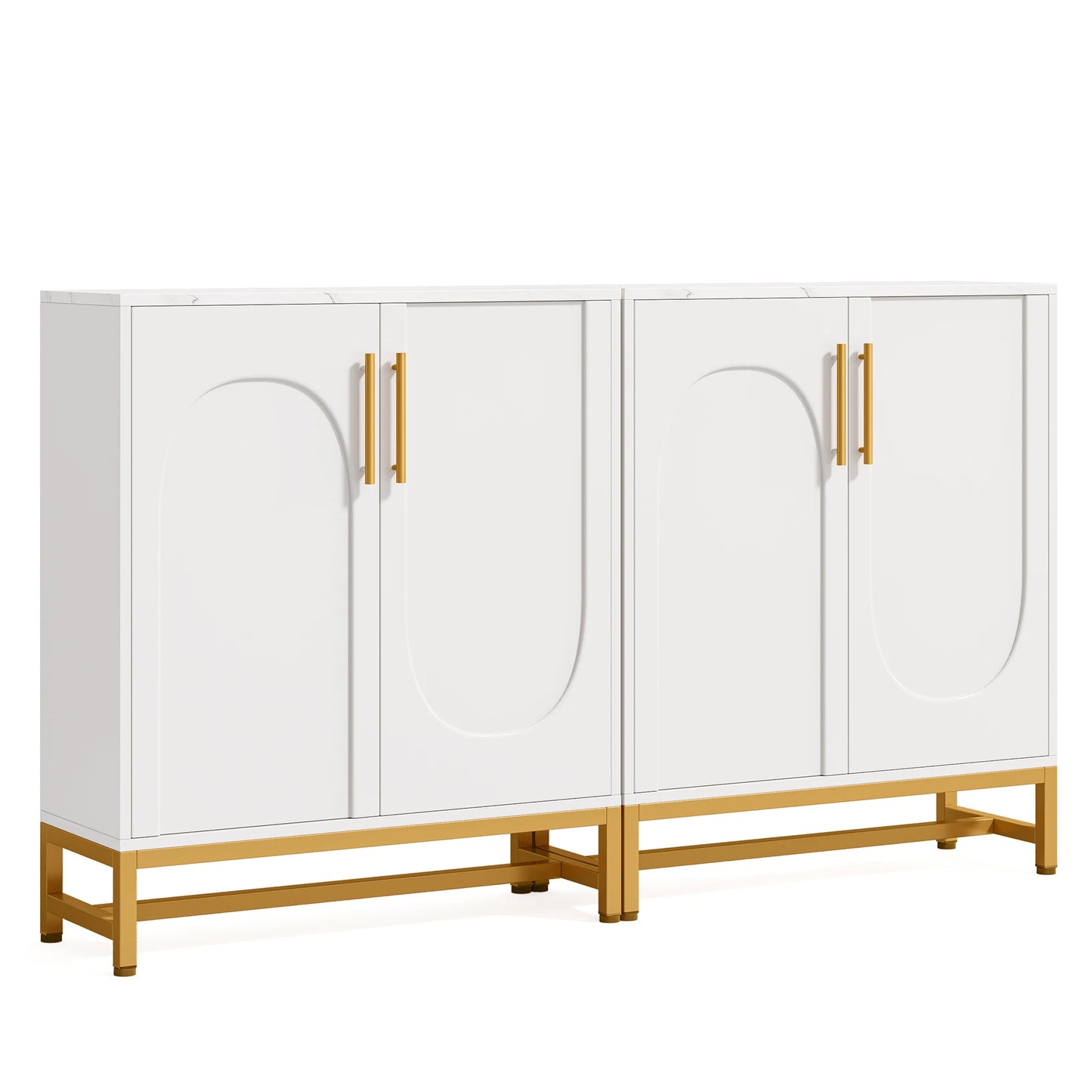 Modern Sideboards, Buffet Cabinet with 4 Doors and Adjustable Shelves (White)