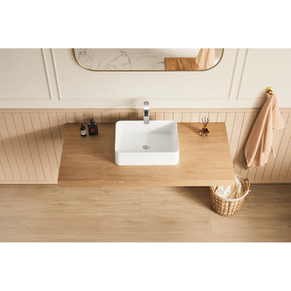 20" x 14" Solid Surface Vessel Bathroom Sink Basin in Matte White