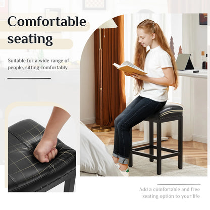 Bar Stools Saddle-Style Pu Leather Upholstered Chair Counter Height Bar Stools with Metal Base Saddle Stools For Kitchen