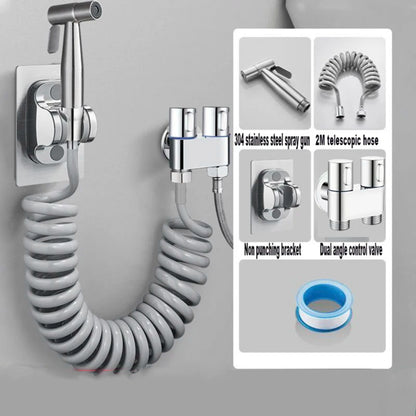 Handheld Toilet Bidet Faucet Sprayer Stainless Steel Bathroom Bidet Spraye Set Hand Sprayer Shower Head Self Cleaning No Punch