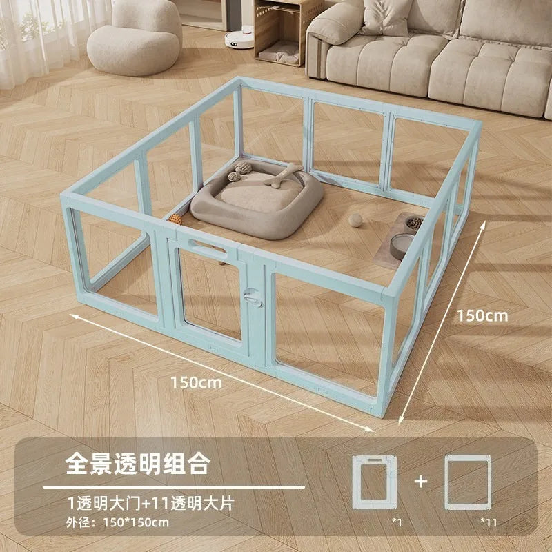 Transparent Pet Fence Indoor Small Dogs Enclosure Free Combination Anti-Escape Puppy Playpen Sturdy Pet Barrier Cage with Door
