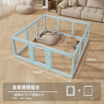Transparent Pet Fence Indoor Small Dogs Enclosure Free Combination Anti-Escape Puppy Playpen Sturdy Pet Barrier Cage with Door