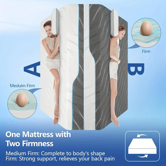 Hcore  Extra Firm Queen Size Mattress, 8/10 inch Medium - Extra Firm Dual Sided Reversible Mattress for Back Pain Relief