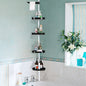 Corner Shower Caddy with Tension Pole 4-Tier Adjustable Shelves Bathroom Storage Organizer with Rubber Pad,101.6 - 122 Inch H