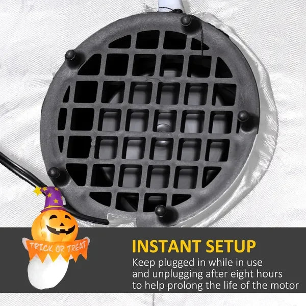 Outsunny 3.4ft Inflatable Halloween Window Sticker Ghost with Orange ace, Blow Up LED Display for Garden Indoor Outdoor