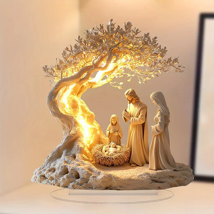 1Pc Easter 2D Nativity Scene Figurine Tabletop Decor Nativity Figurines Set Home Decoration Church Gift