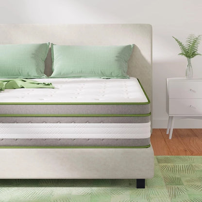 Hot Sale. 12Inch Hybrid Pillow Top King Size Mattress in a Box w/Gel Memory Foam&Individually Wrapped Pocket Coils Innerspring