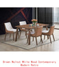 Modern Walnut Finish 5-Piece Dining Set: Rectangle Table & 4 Wingback Chairs - Retro Style Furniture for Dining Room