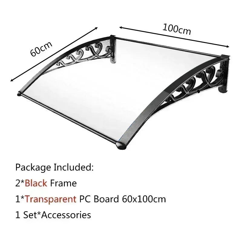 Door Window Awning Big Size PC Board Cover Outdoor Patio Canopy Sun Shelter Window Eaves Rain Cover Awning Aluminum Pergola