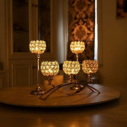 Gold Candle Holders for Table Centerpieces,Tealight Candlestick, Candelabra Stand, 3 Arms for dining room