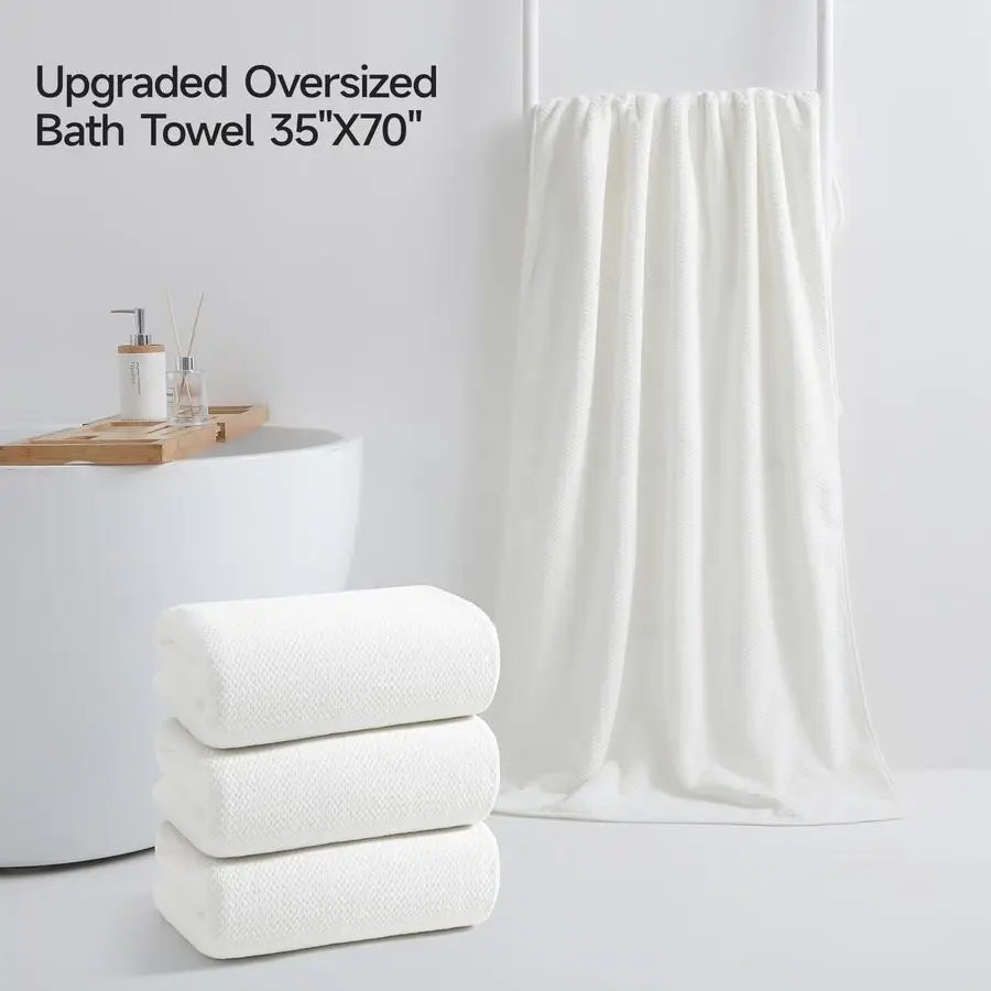 4 Pack Premium Bath Towels, Plush Coral Fleece Towels for Bathroom, Extra Large Bath Towels Set of 4 35 x 70 in, Super Soft High