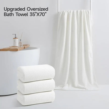 4 Pack Premium Bath Towels, Plush Coral Fleece Towels for Bathroom, Extra Large Bath Towels Set of 4 35 x 70 in, Super Soft High