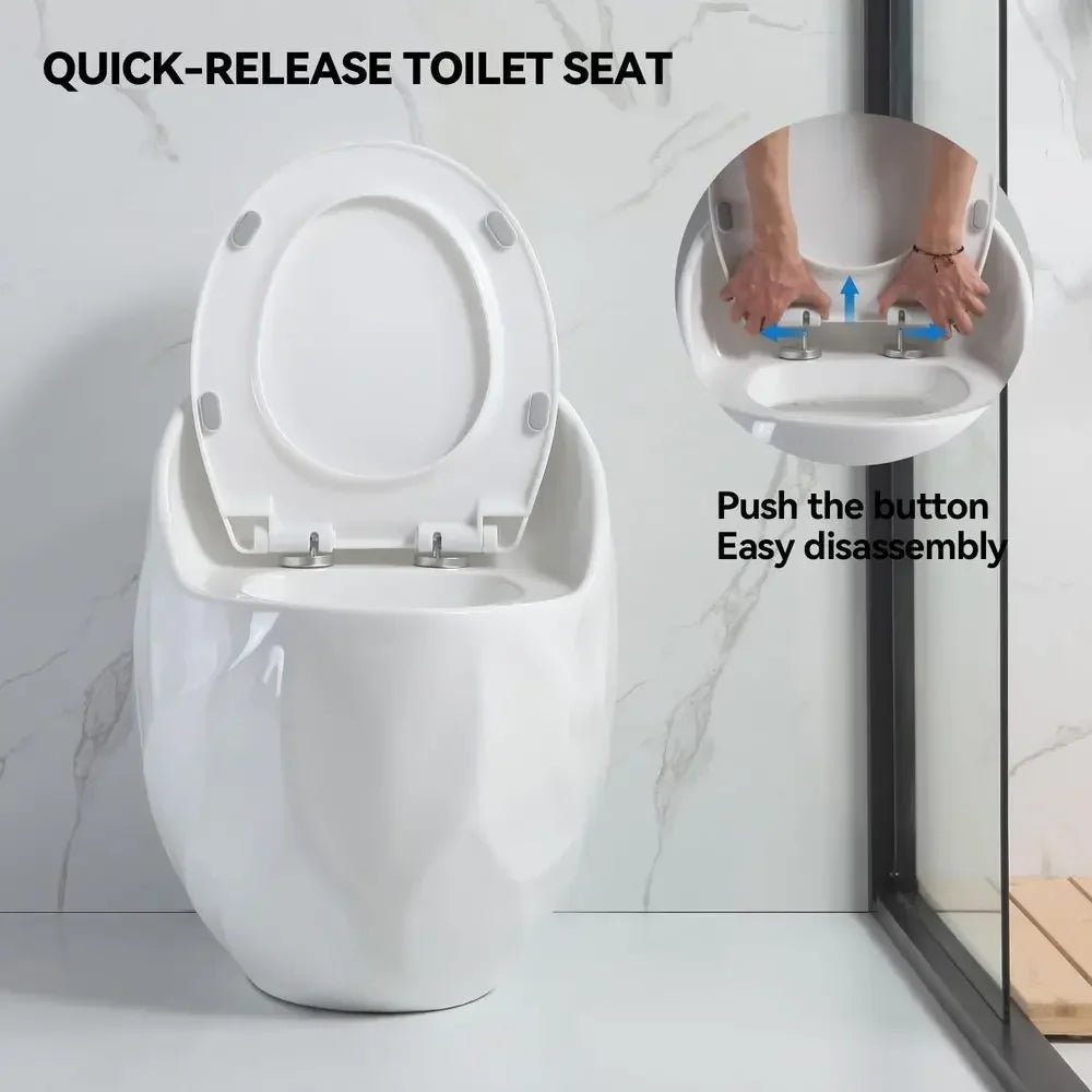One Piece Toilet Egg Shaped Toilet Bowl amp 1.6 GPF Siphon Flush, Rough in 12 Inch Small Toilets for Small Bathroom Modern Toil