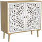 Accent Cabinet with 2 Doors, Carved Decorative Sideboard with Adjustable Shelf, Free-Standing Wood  Cabinet for