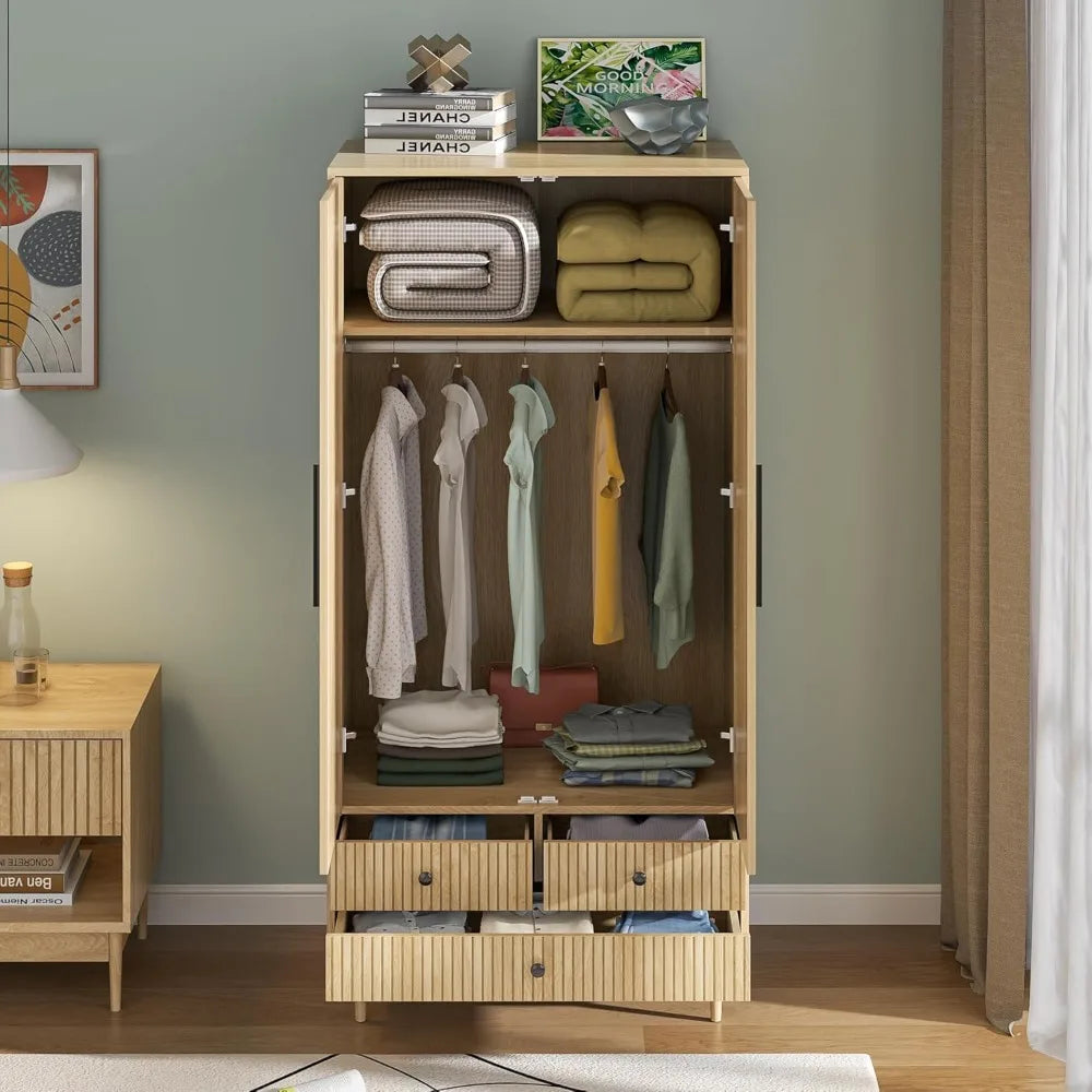 Armoire Wardrobe Closet, with Drawers , Wardrobe Cabinet with Hanging