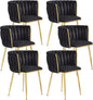 Black Velvet Dining Chairs Set of 4, Upholstered Dining Chairs with Golden Metal Legs