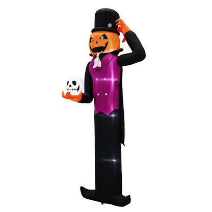 12T Giant Halloween Inflatable Pumpkin Man Decorations with Built-in LEDs for Garden Lawn Yard Patio
