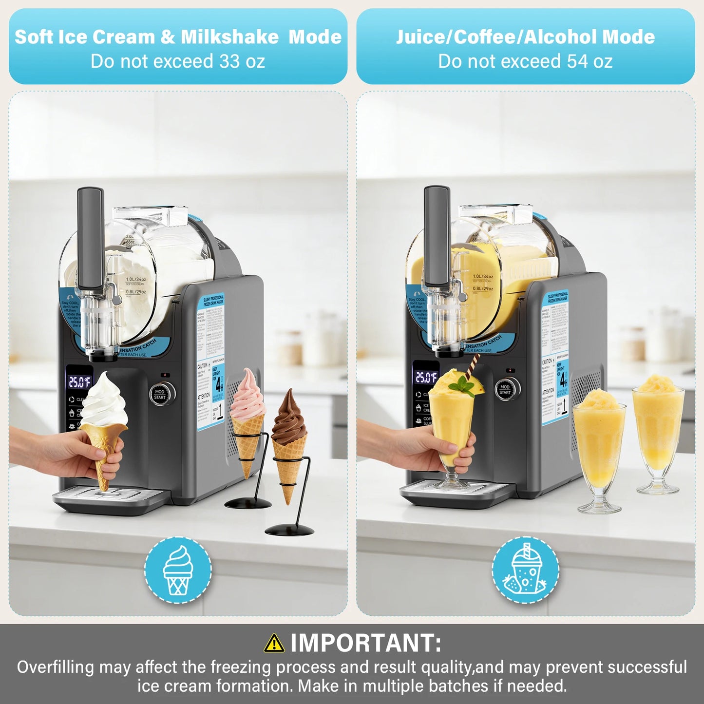 Slushie Machine for Home No Ice Needed,Frozen Drink Maker with LED Display & 6 Pre-Set Programs,Quiet Compressor Slushy Machine