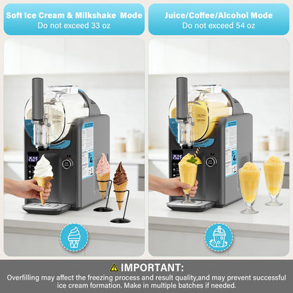 Slushie Machine for Home No Ice Needed,Frozen Drink Maker with LED Display & 6 Pre-Set Programs,Quiet Compressor Slushy Machine